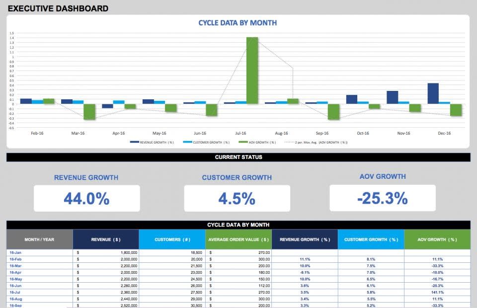 Executive Dashboard Template Sample - Sales Report Template